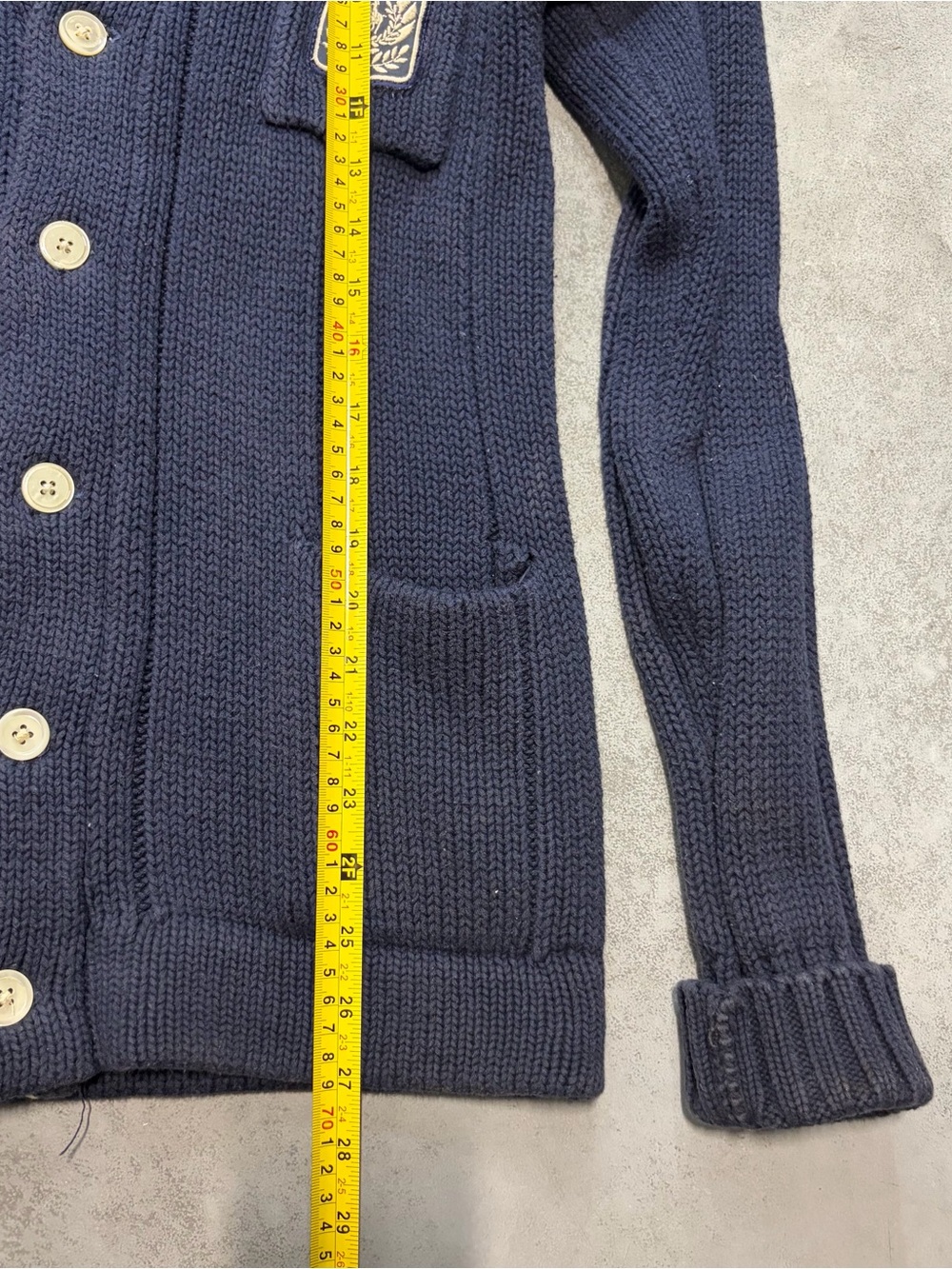 Men’s Polo Ralph Lauren Navy Shawl Collar Button vintage old money Cardigan - Picture 6 of 6